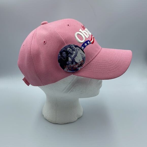 OBAMA for President Adjustable Embroidered Pink Baseball Hat with‎ family button - Picture 2 of 6